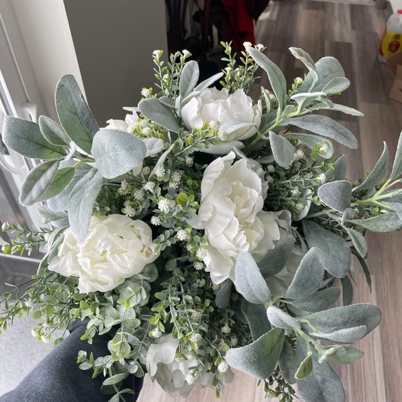HANDMADE minimalist neutral bridal bouquet - Picture 7 of 8